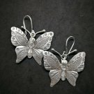 Fine 925 Silver Earrings Savage Asian Tribal Butterfly Moth Type4 35x45 mm