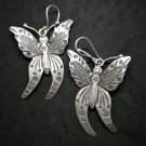 Fine 925 Silver Earrings Savage Asian Tribal Butterfly Moth Type5 60x35 mm