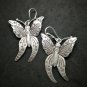 Fine 925 Silver Earrings Savage Asian Tribal Butterfly Moth Type5 60x35 mm