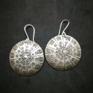 Fine 925 Silver Earrings Vintage Tribal Round Retro Savage Arts Dangle 33x45 mm
