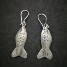 Fine 925 Silver Earrings Fashions Asian Lucky Happy Smile Small Fish 53 mm