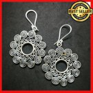 Fine 925 Silver Earrings Vintage Windy Spiral Rotate Theme Funny Swirl Disc