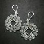 Fine 925 Silver Earrings Vintage Windy Spiral Rotate Theme Funny Swirl Disc