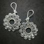 Fine 925 Silver Earrings Vintage Windy Spiral Rotate Theme Funny Swirl Disc