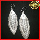 Fine 925 Silver Earrings Vintage Cover Fin Long Fish Nautilus Theme 75 mm