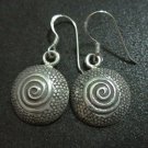 Hill Tribe Fine Sterling Silver Earrings Round Spiral Filigree Aretes øredobber
