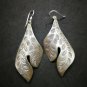 Fine 925 Silver Earrings Vintage Tribal Tree Branch Leaves Texture 70x26 mm