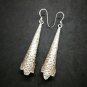 Fine 925 Silver Earrings Vintage Reptile Skin Texture Theme Long Tube 72 mm
