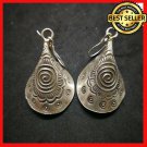 Fine 925 Silver Earrings Vintage Tribal Theme Spiral engrave Bell Shape 50 mm