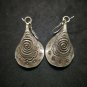 Fine 925 Silver Earrings Vintage Tribal Theme Spiral engrave Bell Shape 50 mm