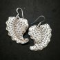 Fine 925 Silver Earrings Vintage Tribal Tropical Leaf Multiple Dots 55x30 mm
