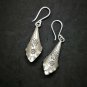 Fine 925 Silver Earrings Vintage Tribal Arts Short Stick Snow Flake Mark 45 mm
