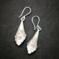 Fine 925 Silver Earrings Vintage Tribal Arts Short Stick Snow Flake Mark 45 mm