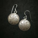 Fine 925 Silver Earrings Vintage Tribal Arts Round Tropical Season 20x35 mm