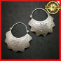 Fine 925 Silver Earrings Vintage Half Moon Curve shape Funny Star Engrave Wide