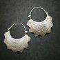 Fine 925 Silver Earrings Vintage Half Moon Curve shape Funny Star Engrave Wide