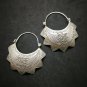 Fine 925 Silver Earrings Vintage Half Moon Curve shape Funny Star Engrave Wide
