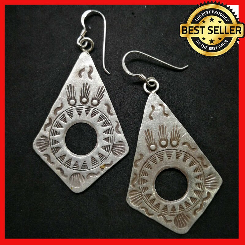 Fine 925 Silver Earrings BOHO Gypsee PUNK Tribal Retro Styles 60x27 mm