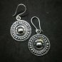 Fine 925 Silver Earrings Vintage Tribal Arts Dots Texture Round Disc 45x23 mm