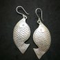 Fine 925 Silver Earrings Retro Asian Tribal Smile Fatty Jumping Fish 25x60 mm