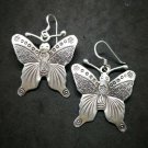 Fine 925 Silver Earrings Savage Asian Tribal Butterfly Moth Type3 33x42 mm