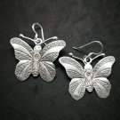 Fine 925 Silver Earrings Savage Asian Tribal Butterfly Moth Type7 35x40 mm