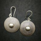 Fine 925 Silver Earrings Vintage Tribal Spiral Multiple Round Circle 29x45 mm