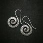 Fine 925 Silver Earrings Vintage Retro Skin Reptile Leather Texture Spiral