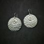 Fine 925 Silver Earrings Hammer Texture Round Disc Spiral Coil Engrave
