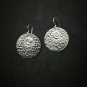 Fine 925 Silver Earrings Hammer Texture Round Disc Spiral Coil Engrave