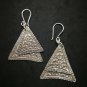 Fine 925 Silver Earrings Vintage Double Layer Triangle Field Farm Texture Tribal