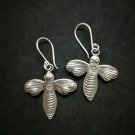 Fine 925 Silver Earrings Vintage Tribal Funny Fatty Bee Dangle Arts 45x30 mm