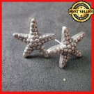 Fine Silver STUD Earrings Sterling 925 Rough Star Women Fashions Cafe Themes