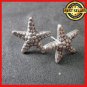 Fine Silver STUD Earrings Sterling 925 Rough Star Women Fashions Cafe Themes