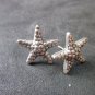 Fine Silver STUD Earrings Sterling 925 Rough Star Women Fashions Cafe Themes