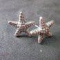 Fine Silver STUD Earrings Sterling 925 Rough Star Women Fashions Cafe Themes