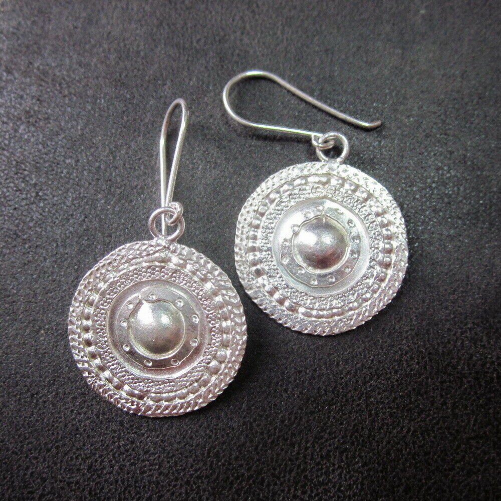 Fine Silver Earrings Sterling 925 Round Shining Goth Theme Styles Women ...