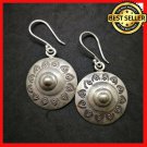 Fine 925 Silver Earrings Vintage Tribal Disc Dangle Round Spiral center 40x25 mm