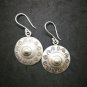 Fine 925 Silver Earrings Vintage Tribal Disc Dangle Round Spiral center 40x25 mm
