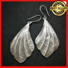 Fine 925 Silver Earrings Vintage Design Towel Texture Shape 65x25 mm