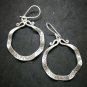 Fine 925 Silver Earrings Vintage Tribal Texture Wave Round Shape Hoop 60x35 mm