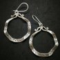 Fine 925 Silver Earrings Vintage Tribal Texture Wave Round Shape Hoop 60x35 mm