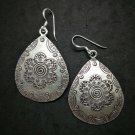 Fine 925 Silver Earrings Vintage Asian Bali Texture Styles Drop 55x32 mm