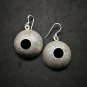 Fine 925 Silver Earrings Vintage Tribal Round Scratch Texture Dangle 29x40 mm