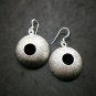 Fine 925 Silver Earrings Vintage Tribal Round Scratch Texture Dangle 29x40 mm