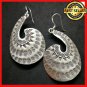 Fine 925 Silver Earrings Vintage BOHO PUNK Multiple Leaves Texture 60x32 mm