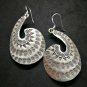Fine 925 Silver Earrings Vintage BOHO PUNK Multiple Leaves Texture 60x32 mm