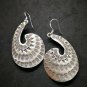 Fine 925 Silver Earrings Vintage BOHO PUNK Multiple Leaves Texture 60x32 mm