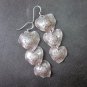 Fine Silver Earrings Sterling 925 Triple Layers Hearts Women Fashions Dangles