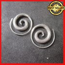 Fine Silver Earrings Sterling 925 Round Spiral Retro BOHO Women Fashions Dangles